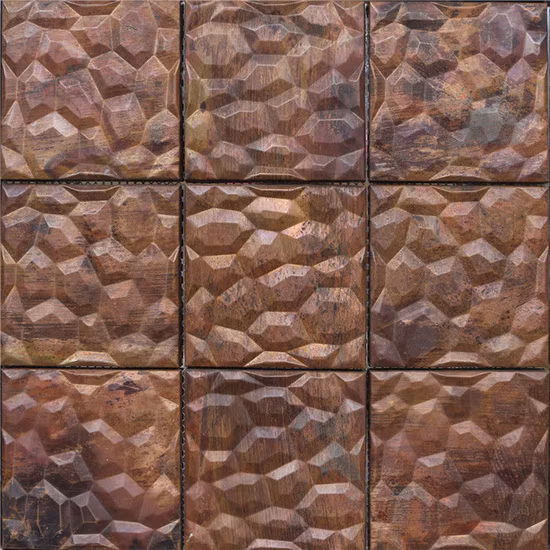 Round Metal Copper Mosaic Tile Backsplash