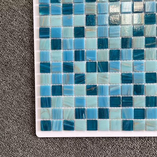 Azulejo de mosaico de vidrio fundido para piscina caliente, precio al por mayor de fábrica de Foshan, color azul verde